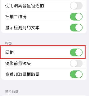 灵山苹果手机维修网点分享iPhone如何开启九宫格构图功能 