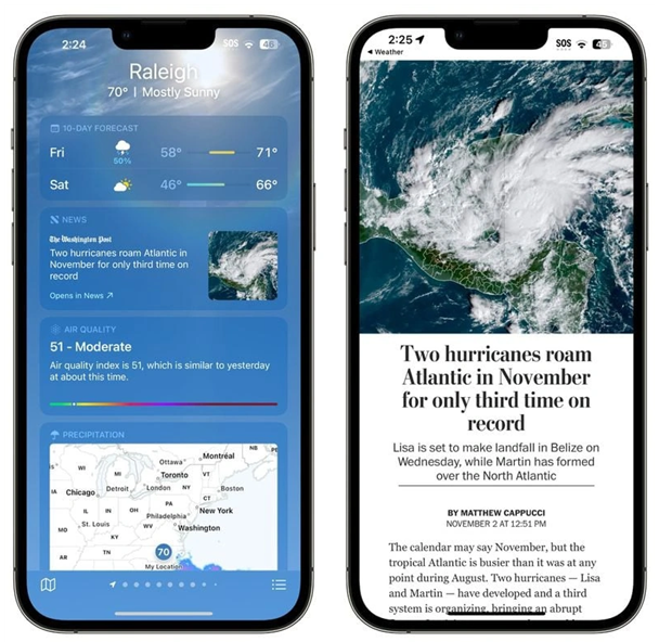 灵山苹果14维修分享iPhone 14手机如何看天气时顺带看新闻 