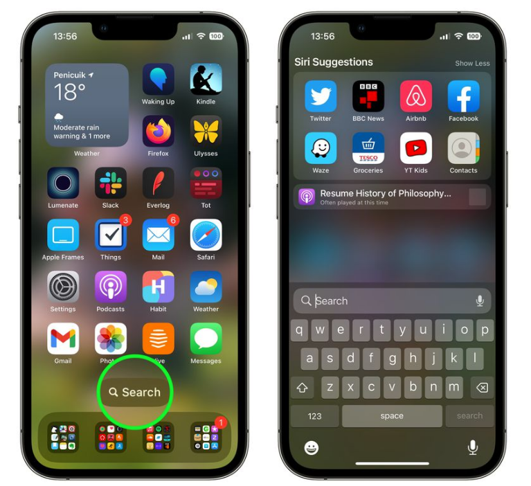 灵山苹果手机维修分享升级到 iOS 16 后，如何删除主屏幕上的搜索按钮 